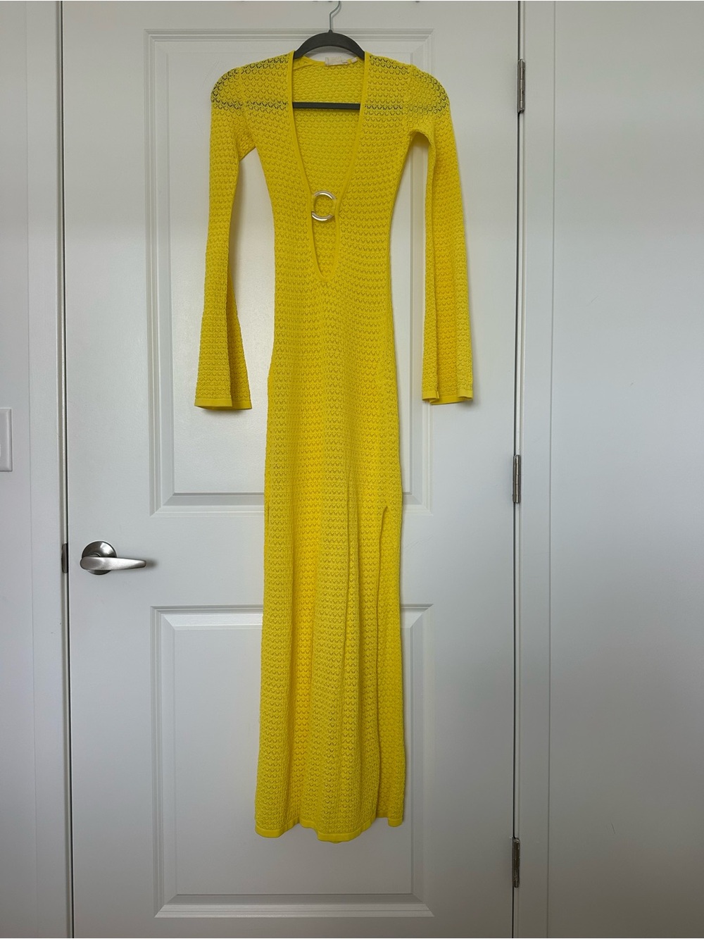Monday Swimwear Yellow Deep-V Long Sleeve Maxi Coverup